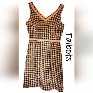 Talbots Black and Pink Checkered Midi Dress